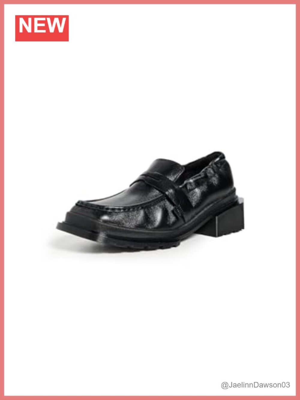 Dr Martens Maybole Loafer Milled Gloss Leather Block Heel Square Toe
